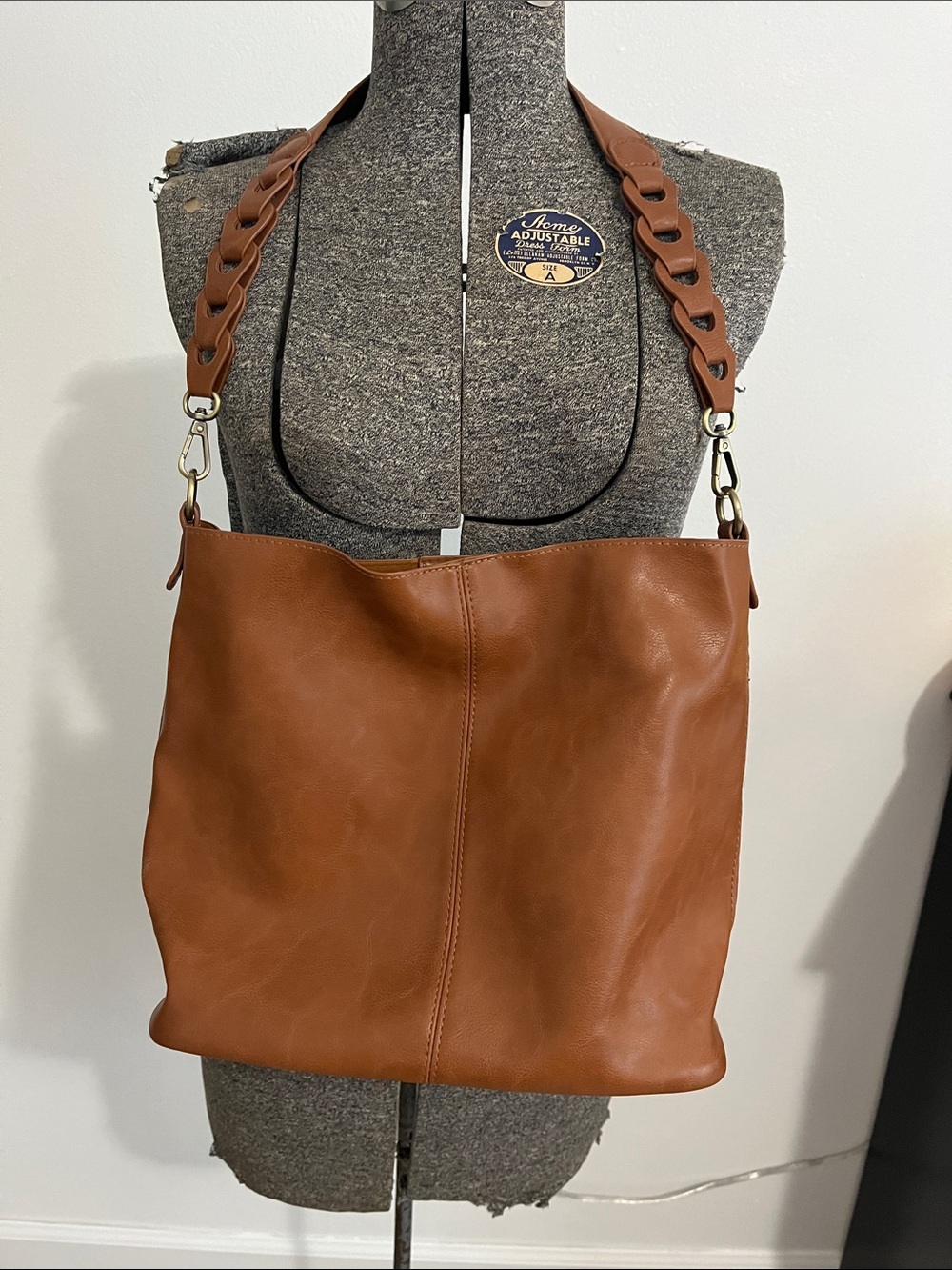Classic Brown Leather-Style Tote Bag